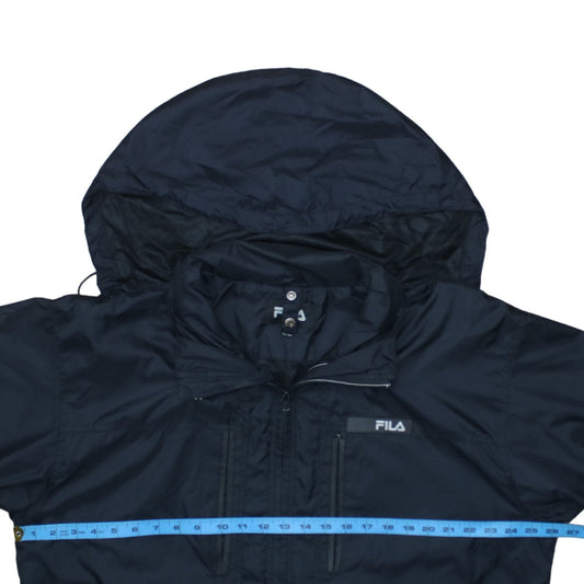 Mens UK Size 2XL FILA Black Windbreaker Coat