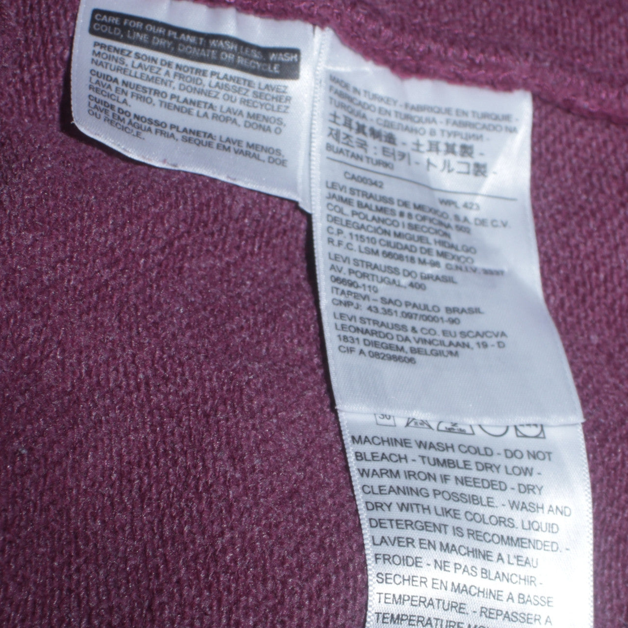 Mens UK Size L Levi's Purple Pullover Hoodie