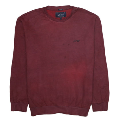 Mens UK Size M Armani Jeans Red Pullover Sweatshirt