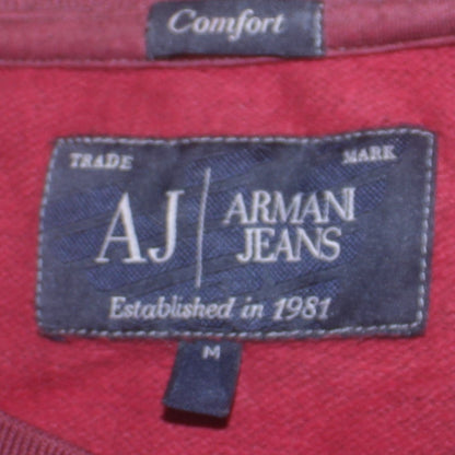Mens UK Size M Armani Jeans Red Pullover Sweatshirt