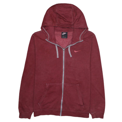 Nike Men's Red Full Zip Hoodie Size M Fleece Sweatshirt