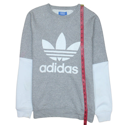 Adidas Mens Grey Small Pullover Crew Neck Sports Sweatshirt