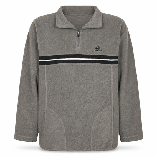Front view of Adidas Men Brown Fleece 1/4 Zip Pullover Sweatshirt L Regular Fit