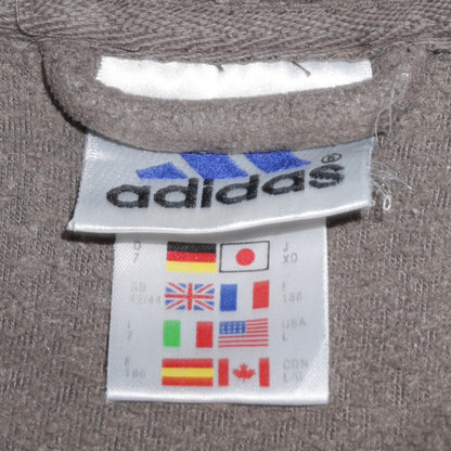 Adidas Men Brown Fleece 1/4 Zip Pullover Sweatshirt L Regular Fit