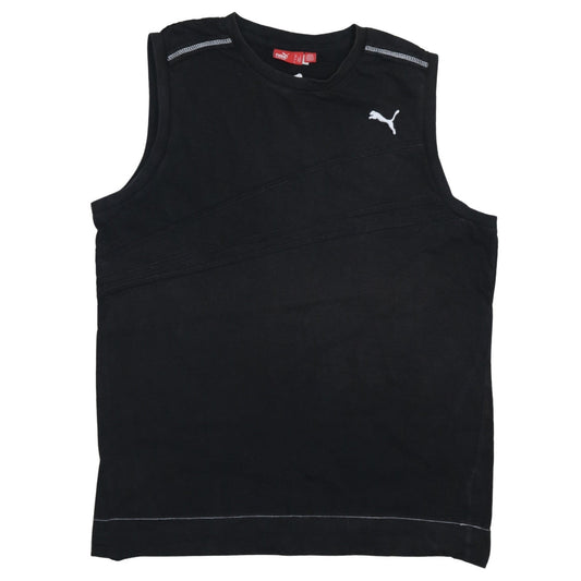 Puma Men's Black Sleeveless Crew Neck Cotton T-Shirt L
