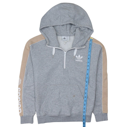 Adidas Womens Grey Beige 1/2 Zip Hoodie Size 12 Relaxed Fit