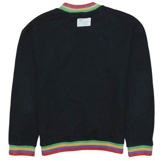 Puma Womens Black XXS Pullover Sweatshirt Rainbow Trim Logo