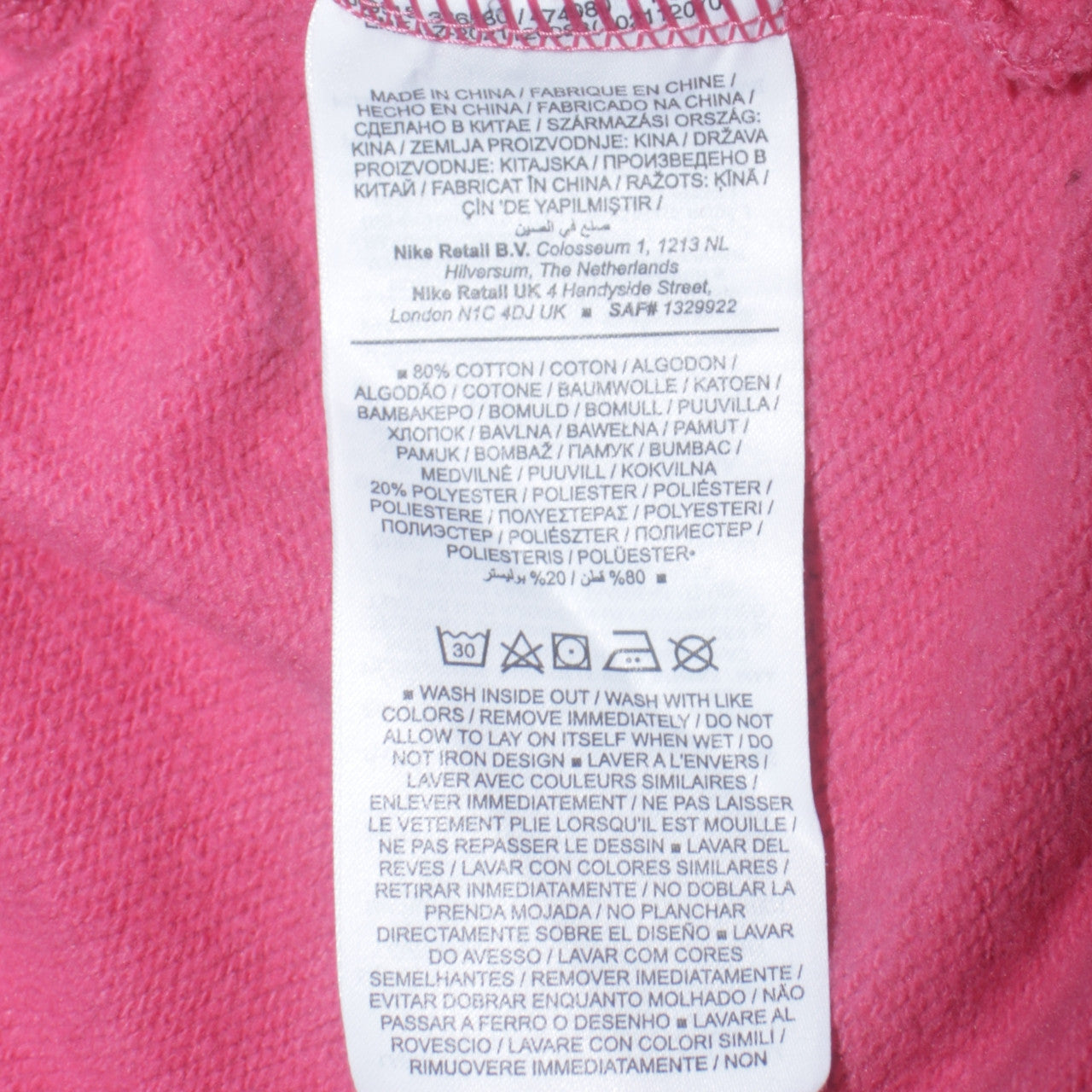 Womens UK Size S Nike Pink Pullover Sweatshirt