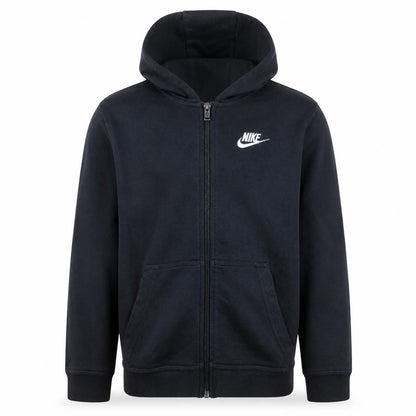 Front view of Nike boys’ black full zip hoodie m (137-147cm) fleece sweatshirt
