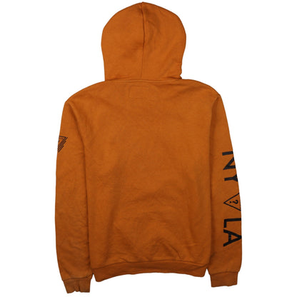 Guess Mens Brown Logo Pullover Hoodie Size S Fleece
