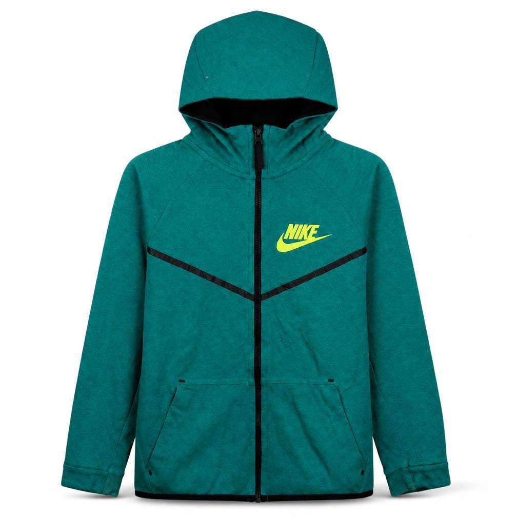 Front view of Nike boys’ green full zip hoodie 12-13 years regular fit sportswear