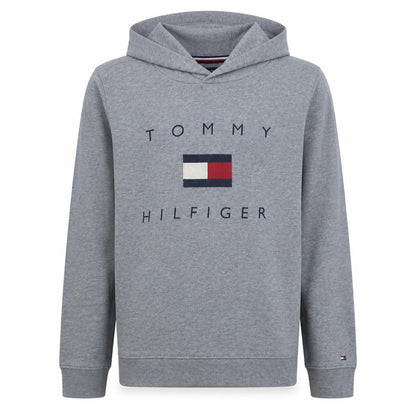 Tommy Hilfiger Boys Grey Pullover Hoodie Size 164 Logo Graphic Sweatshirt