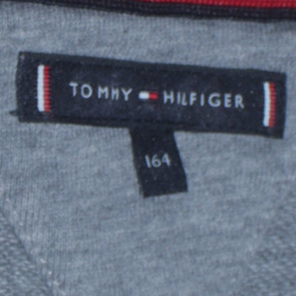 Tommy Hilfiger Boys Grey Pullover Hoodie Size 164 Logo Graphic Sweatshirt