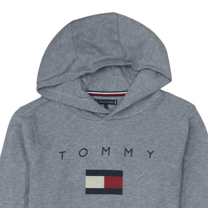 Tommy Hilfiger Boys Grey Pullover Hoodie Size 164 Logo Graphic Sweatshirt