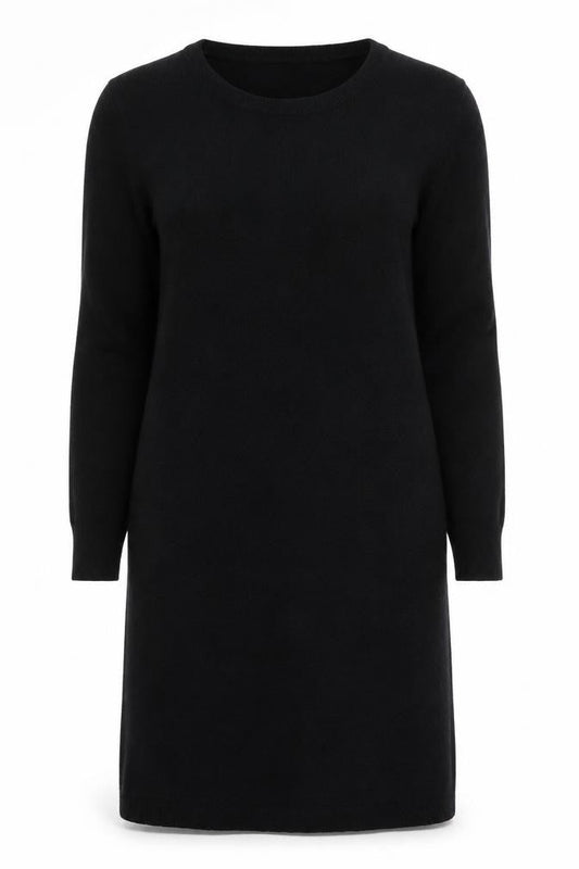 Front view of French Connection Women’s Black Knit Bodycon Long Sleeve Dress UK 16