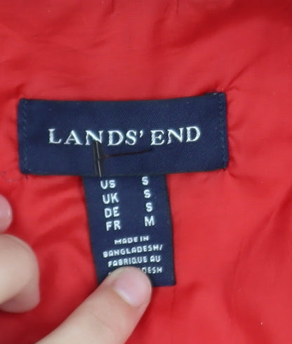 Womens UK Size S Lands’ End Red Quilted Coat