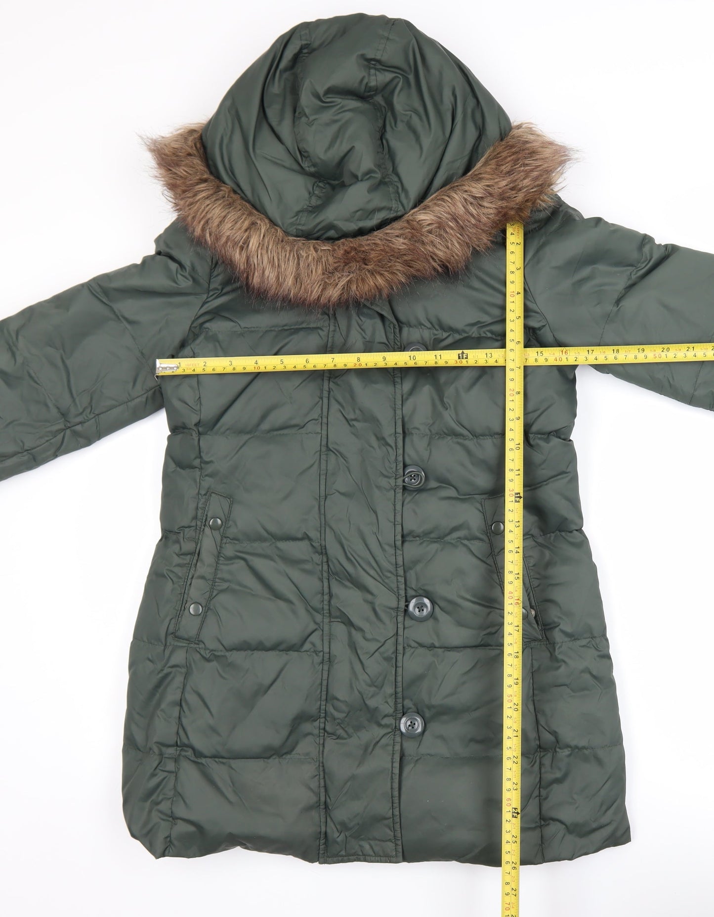 GAP Women’s Green Faux Fur Hooded Puffer Coat XS