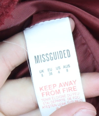 Womens UK Size 8 Missguided Red Bomber Jacket