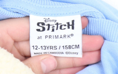 Disney Stitch Girls Blue Sweatshirt 12-13 Years Crew Neck Pullover