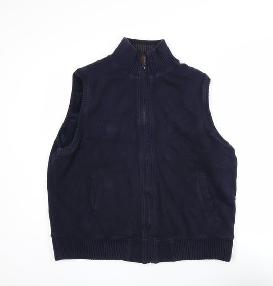 Marks & Spencer Blue Harbour Men's Navy Cotton Waistcoat Large