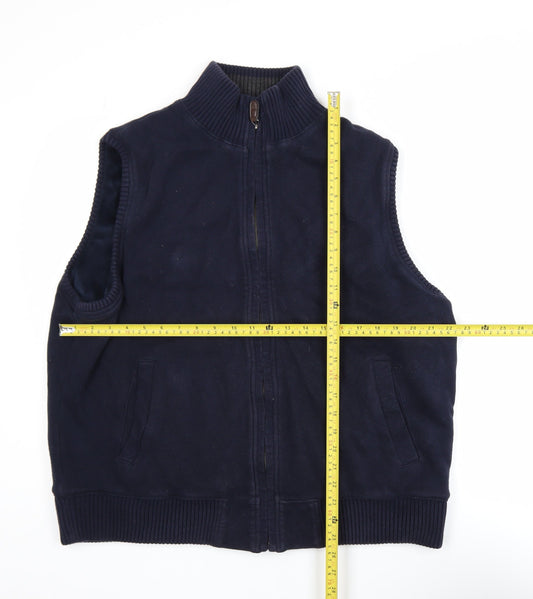 Marks & Spencer Blue Harbour Men's Navy Cotton Waistcoat Large