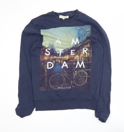 River Island Men's Blue Amsterdam Graphic Sweatshirt Size S