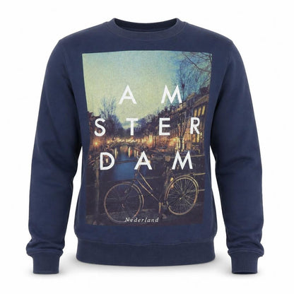 River Island Men's Blue Amsterdam Graphic Sweatshirt Size S