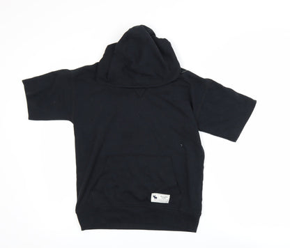 Abercrombie Kids Boys Black 9-10 Years Relaxed Fit Hooded Short Sleeve T-Shirt