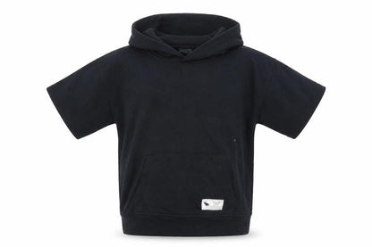 Abercrombie Kids Boys Black 9-10 Years Relaxed Fit Hooded Short Sleeve T-Shirt