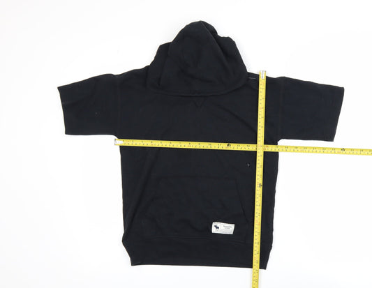 Abercrombie Kids Boys Black 9-10 Years Relaxed Fit Hooded Short Sleeve T-Shirt