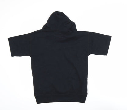 Abercrombie Kids Boys Black 9-10 Years Relaxed Fit Hooded Short Sleeve T-Shirt