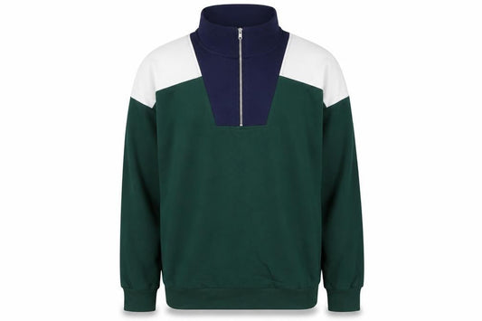 Front view of AVA & VIV unisex green 2xl pullover 1/4 zip sweatshirt