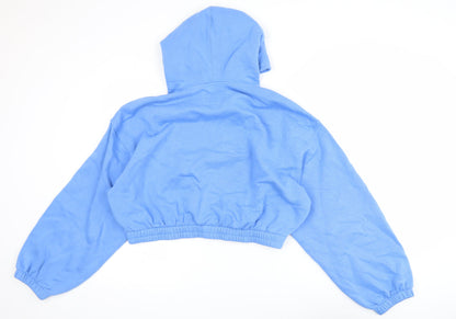 Jack Wills Womens Blue Cropped Hoodie UK 10 Cotton Blend Casual