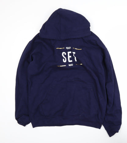 Mens UK Size L Just Hoods Blue Pullover Hoodie
