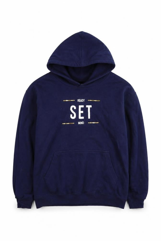 Mens UK Size L Just Hoods Blue Pullover Hoodie
