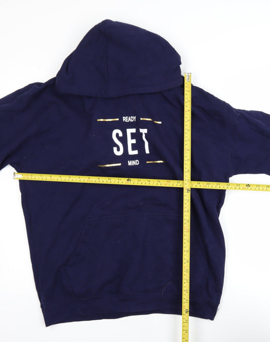 Mens UK Size L Just Hoods Blue Pullover Hoodie