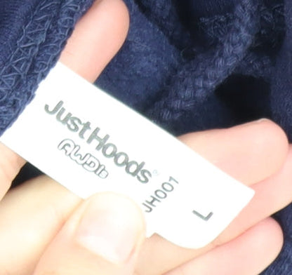Mens UK Size L Just Hoods Blue Pullover Hoodie