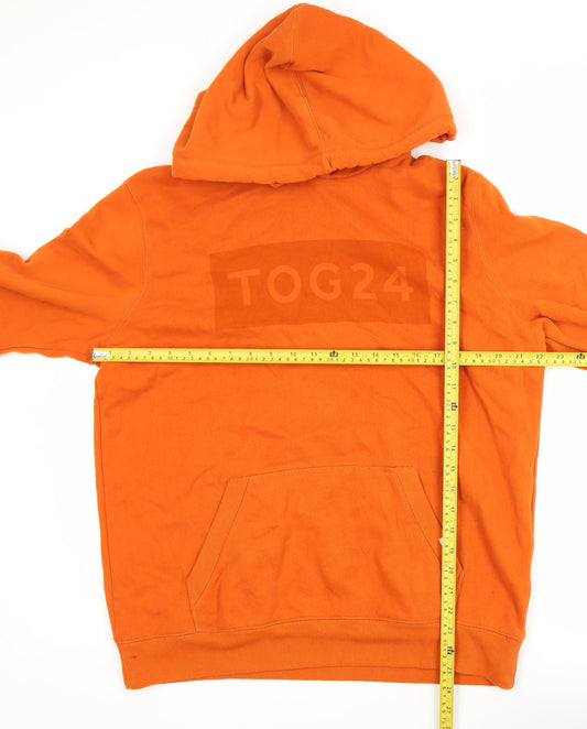 TOG24 Men's Orange Pullover Hoodie L Hooded Cotton Blend Sweatshirt
