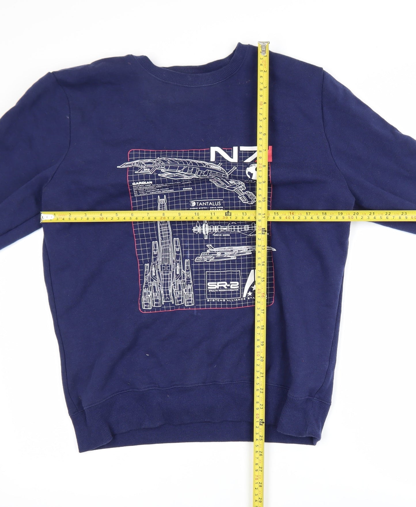 Mass Effect Men's Blue Graphic Pullover Sweatshirt Size M