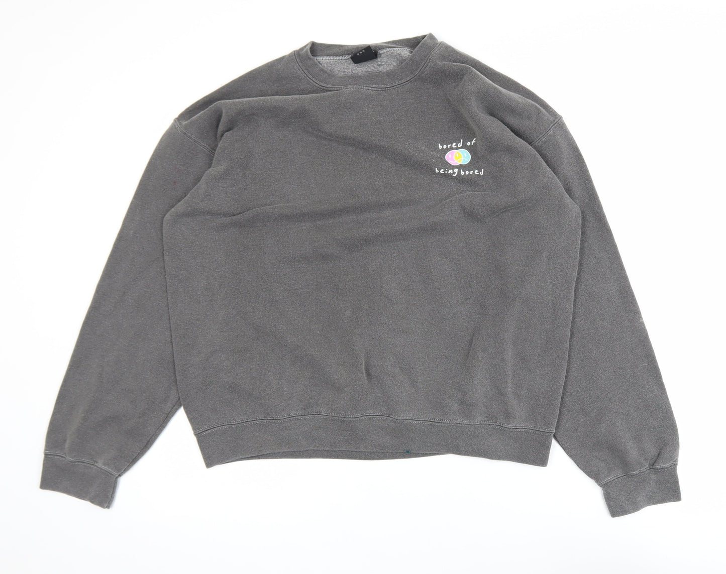Urban Outfitters Womens Grey Pullover Sweatshirt S Graphic Print Crew Neck