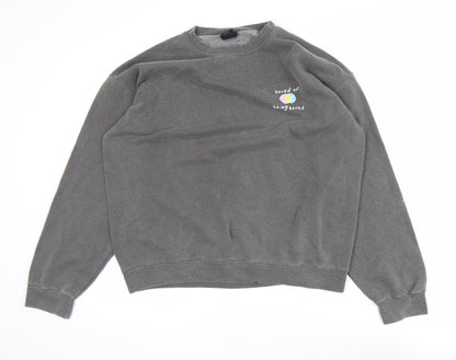 Urban Outfitters Womens Grey Pullover Sweatshirt S Graphic Print Crew Neck
