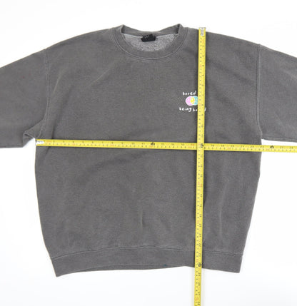Urban Outfitters Womens Grey Pullover Sweatshirt S Graphic Print Crew Neck
