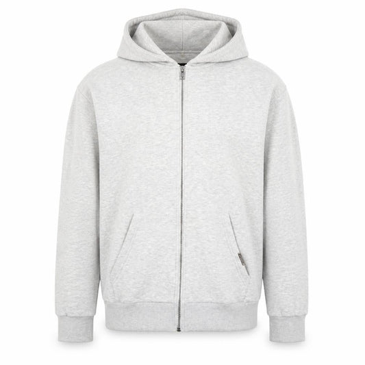 Front view of Closure LDN Men’s Grey Full Zip Hooded Track Jacket, size L