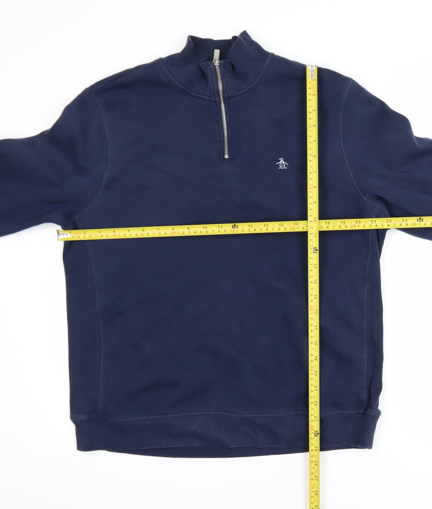 Original Penguin Men's Blue 1/4 Zip Mock Neck Sweatshirt L