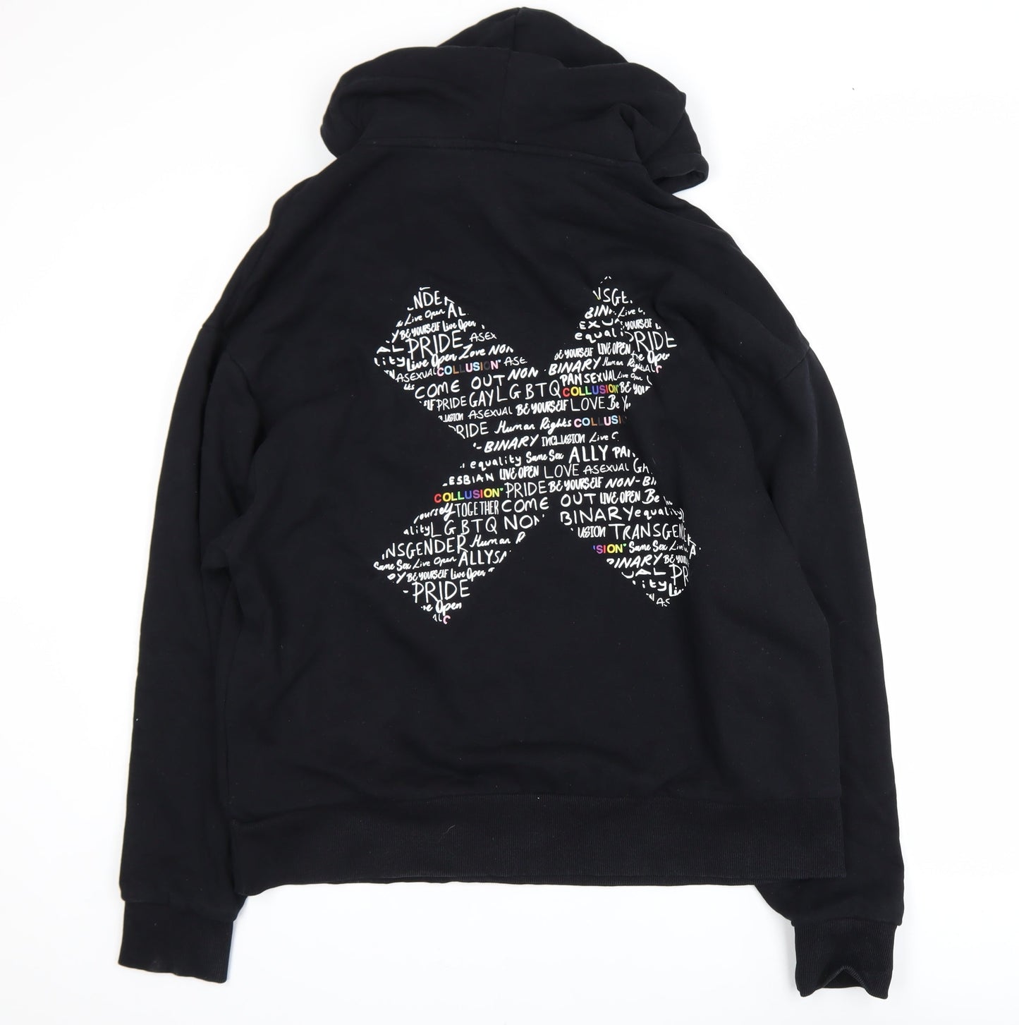 Mens UK Size S COLLUSION Black Pullover Hoodie