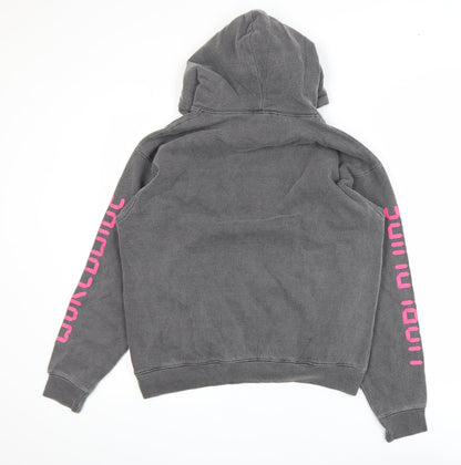 PrettyLittleThing Women’s Grey Worldwide Print Pullover Hoodie Size S