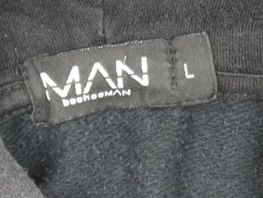 Mens UK Size L boohooMAN Black Pullover Hoodie