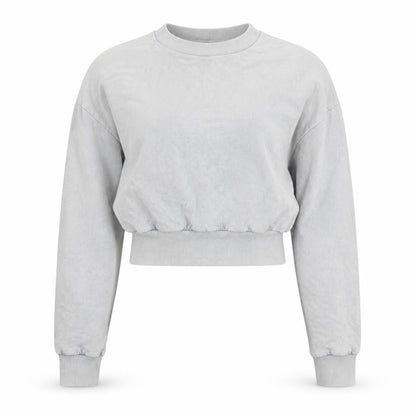 ASOS DESIGN Women Grey Cropped Pullover Sweatshirt UK 8 Cotton