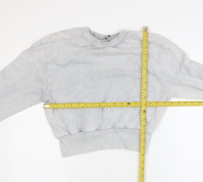 ASOS DESIGN Women Grey Cropped Pullover Sweatshirt UK 8 Cotton