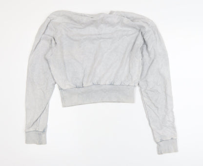 ASOS DESIGN Women Grey Cropped Pullover Sweatshirt UK 8 Cotton